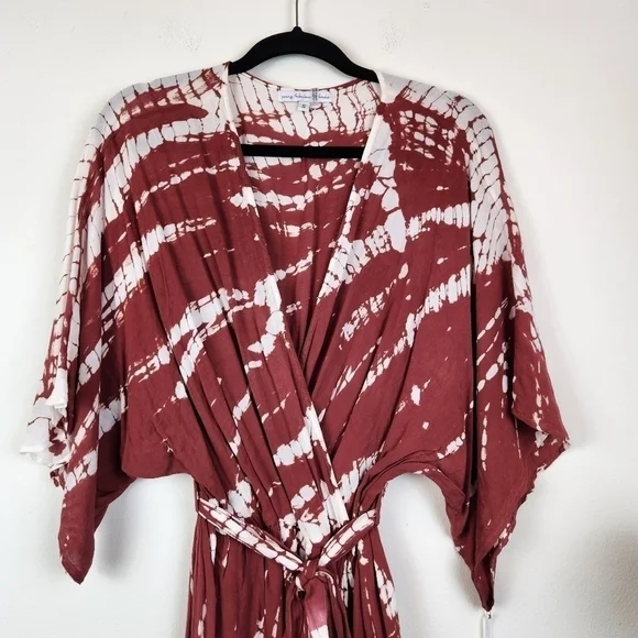 Young Fabulous broke Isla tie dye maxi dress-high low-Burgundy Rose Size S NWT - Picture 4 of 9